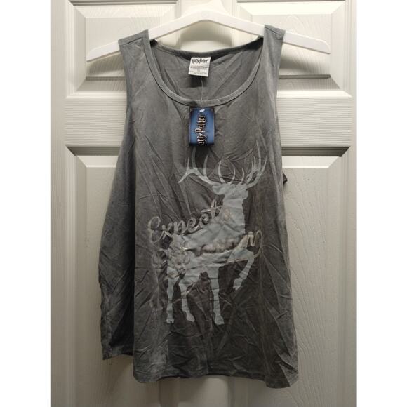Harry Potter NWT Juniors Size 2X Tank Top Expecto Patronum Stag Gray Suede - Picture 1 of 8